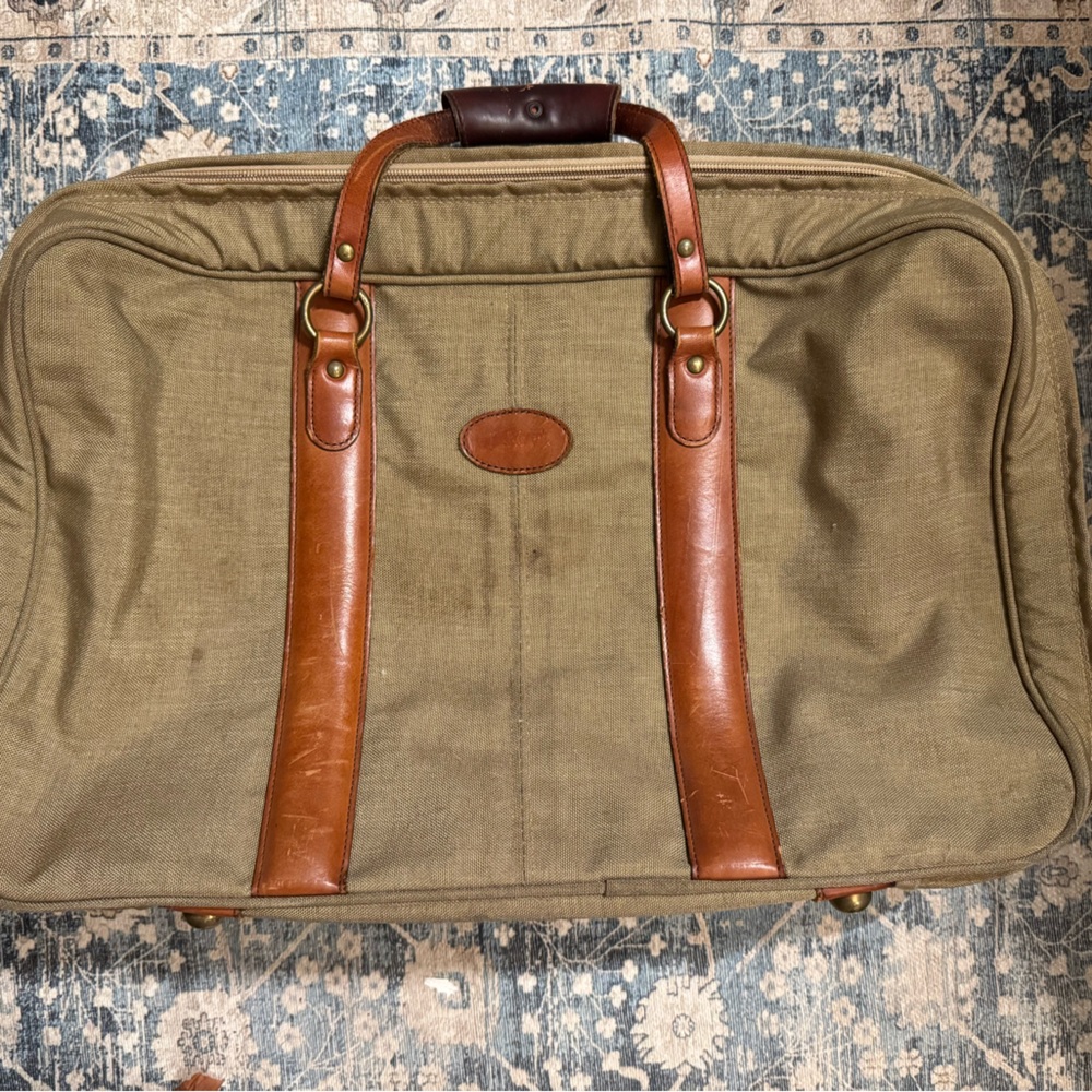 Vintage Glaser Designs Leather-Nylon Carry On Suitcase